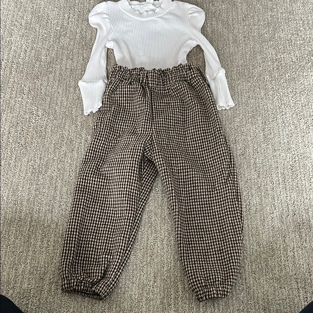 SHEIN Brown Houndstooth Jogger Matching Set